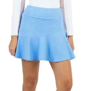Lead with Style Keep Going Strong Ibkul Women'S Mini Check Flounce Golf Skort - Blue/ White