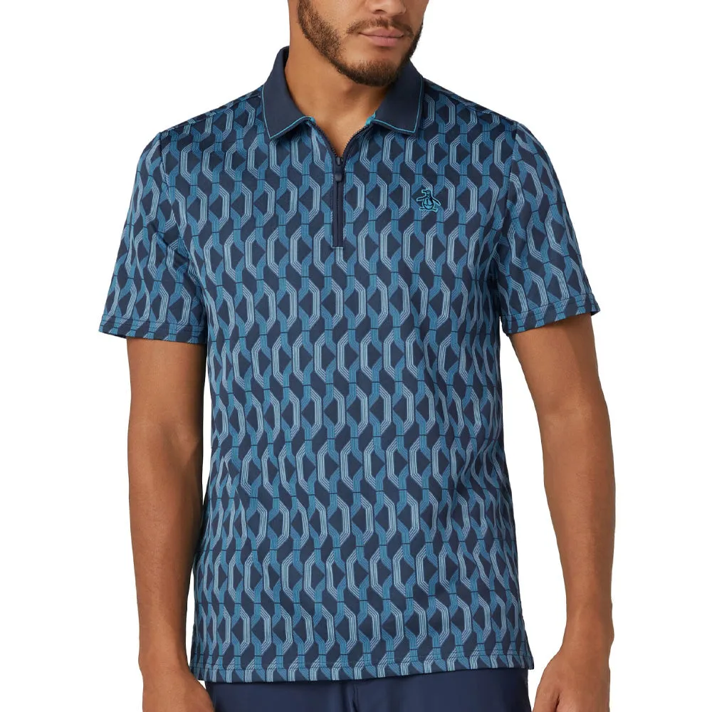 Bring the Heat Original Penguin All Over Yd Jacquard Colour Block Polo Shirt - Black Iris