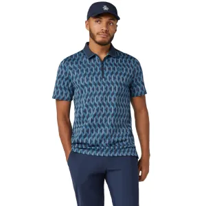 Labor Day Sale Original Penguin All Over Yd Jacquard Colour Block Polo Shirt - Black Iris
