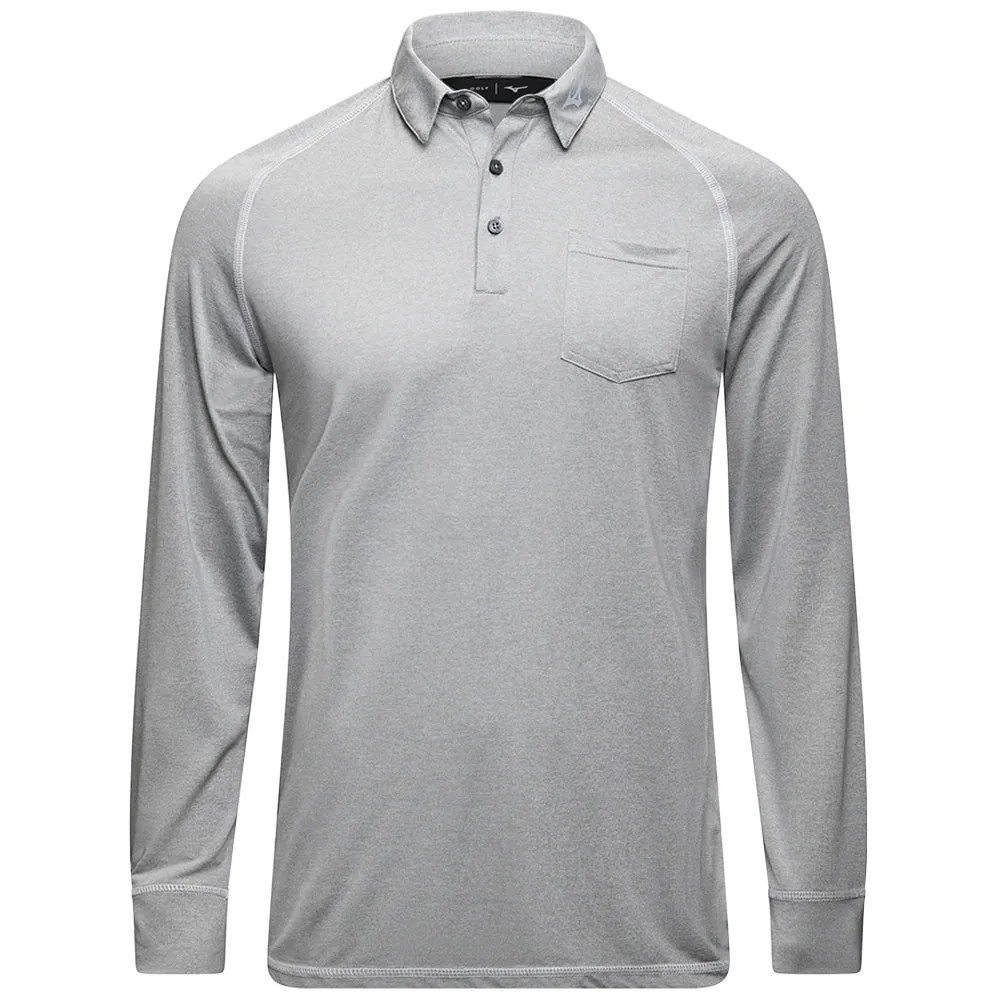 Mizuno Melange Longsleeve Polo Shirt - Grey Push Beyond Limits