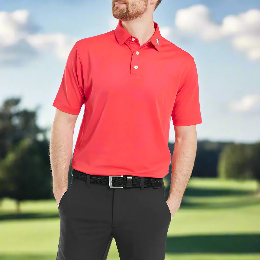 Footjoy Stretch Pique Solid Polo Shirt - Hibiscus Empower Your Journey Big Savings