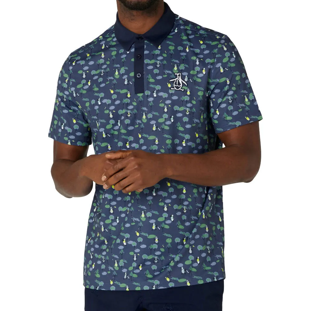 Original Penguin Pete On The Course Large Pete Logo Polo Shirt - Black Iris Black Friday Exclusive