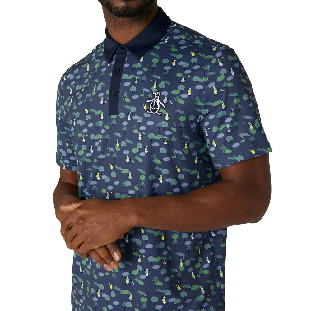 Limited Time Offer Mother's Day Sale Original Penguin Pete On The Course Large Pete Logo Polo Shirt - Black Iris