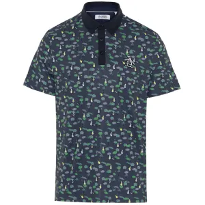 Original Penguin Pete On The Course Large Pete Logo Polo Shirt - Black Iris Black Friday Offer