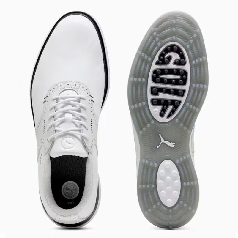 Puma Avant Wingtip Spikeless Golf Shoes - White/Feather Grey/Black Stride with Confidence Thanksgiving Day Sale
