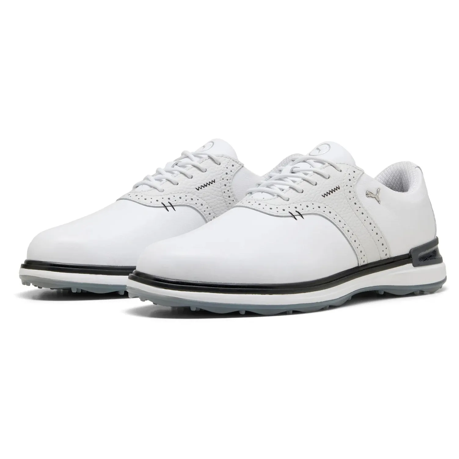 Hit Your Next Level Dare to Lead Puma Avant Wingtip Spikeless Golf Shoes - White/Feather Grey/Black