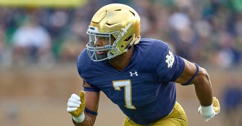 Isaiah Foskey Signed Notre Dame Fighting Irish Jersey (JSA COA) Senior / Def End