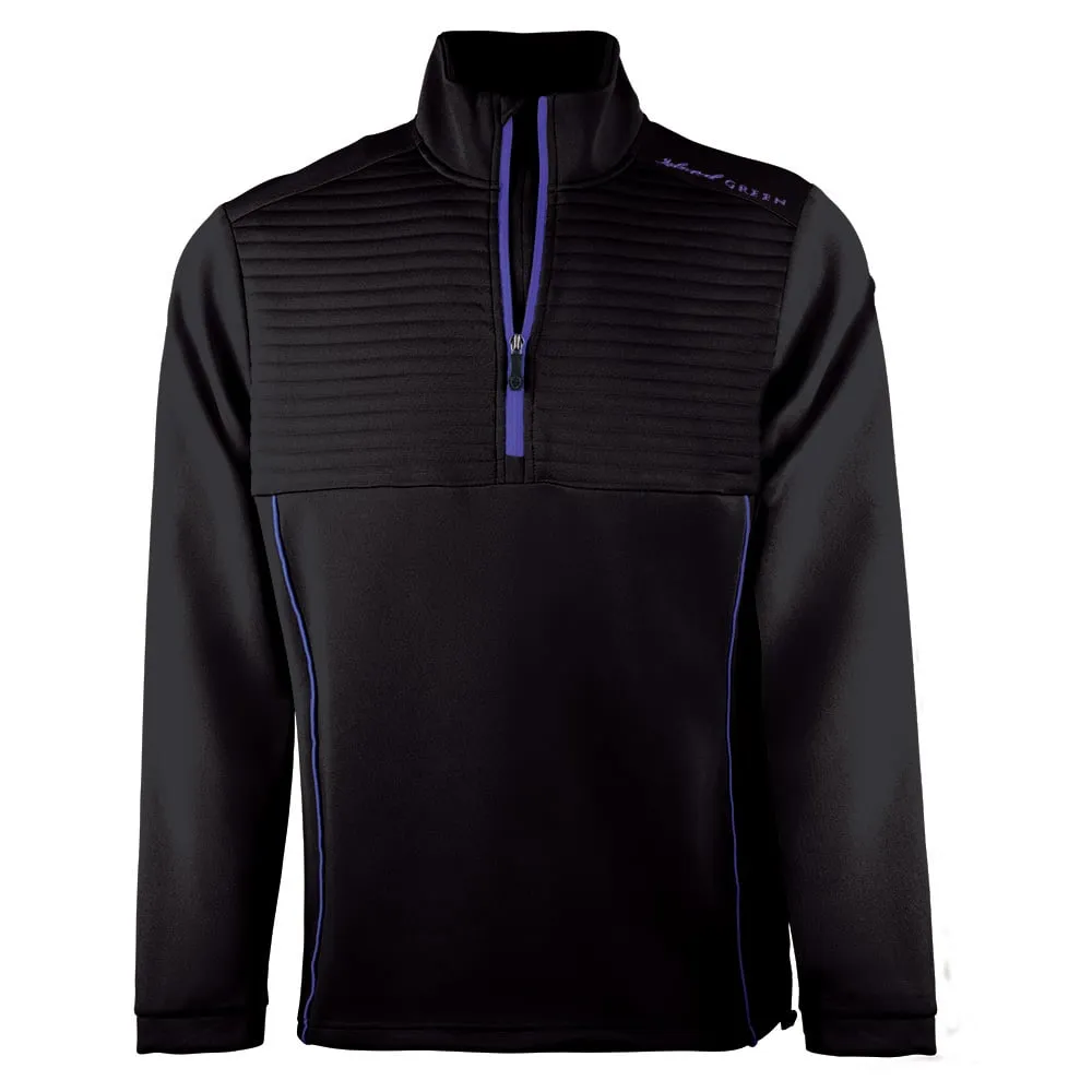 New Year's Eve Sale Island Green 1/2 Zip Ribbed Yoke Sweater - Black/Mulberry