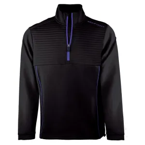 New Year's Eve Sale Island Green 1/2 Zip Ribbed Yoke Sweater - Black/Mulberry