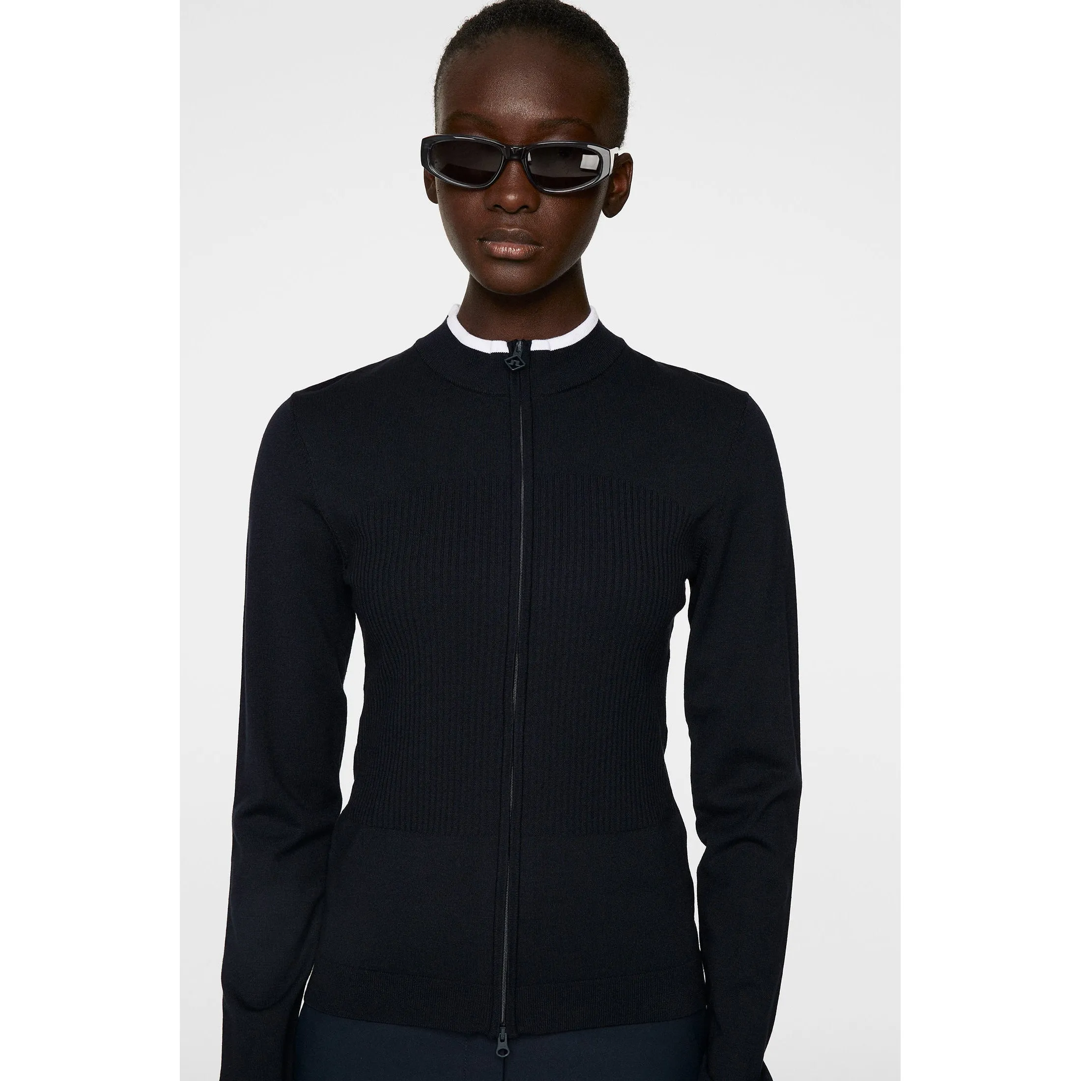 Performance Unleashed J.Lindeberg Women'S Anna Knitted Zip Golf Sweater - Jl Navy