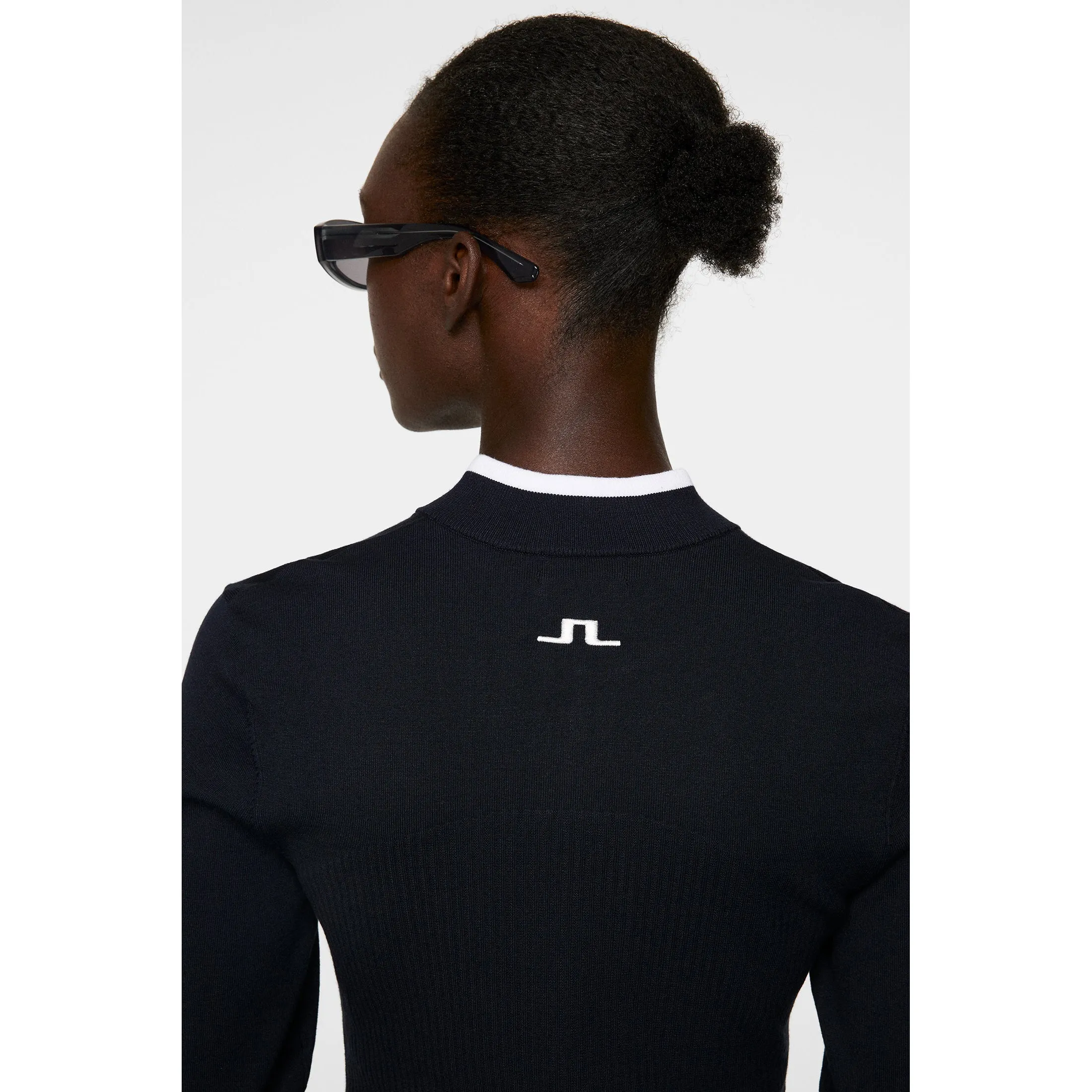 Style Meets Power Unapologetically You J.Lindeberg Women'S Anna Knitted Zip Golf Sweater - Jl Navy