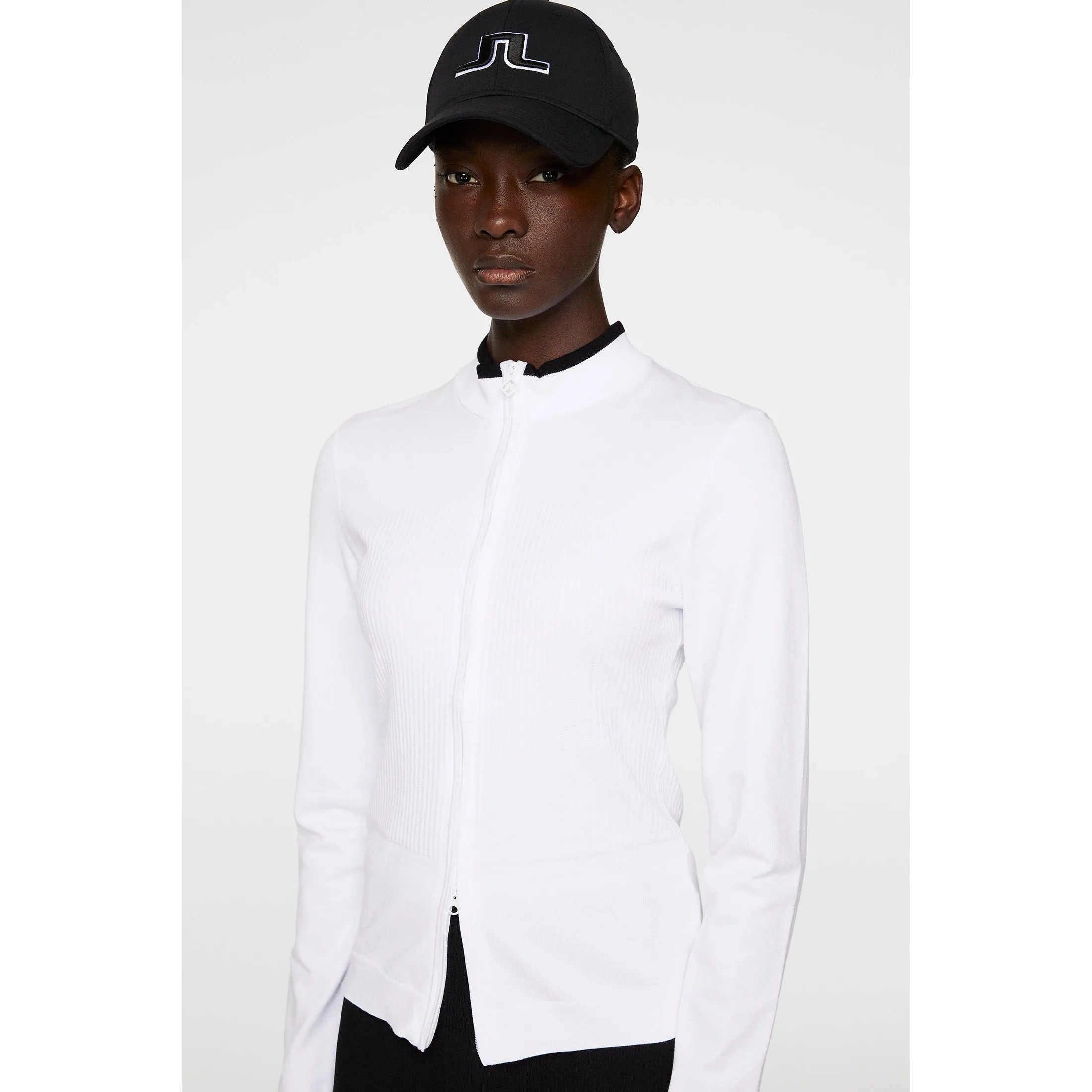 J.Lindeberg Women'S Anna Knitted Zip Golf Sweater - White Designed to Dominate Never Just Walk