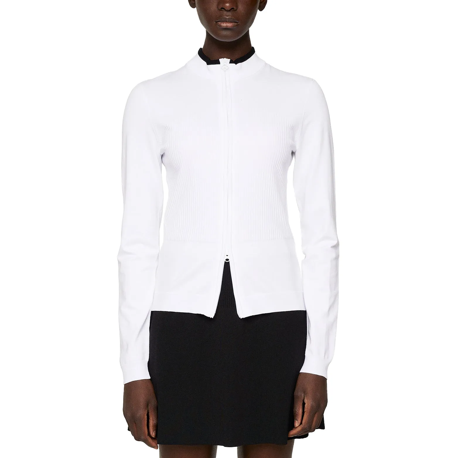 Push Beyond Limits J.Lindeberg Women'S Anna Knitted Zip Golf Sweater - White