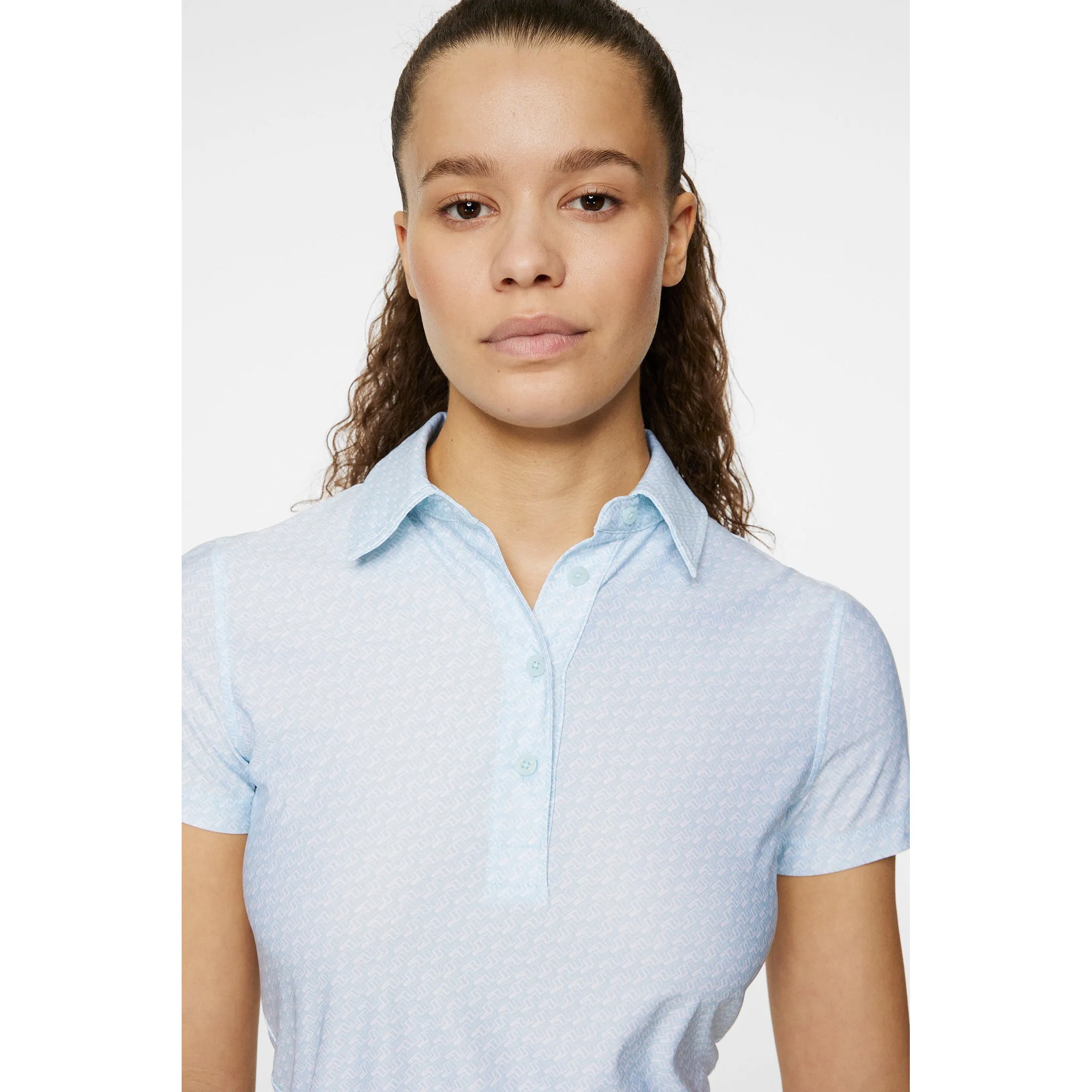 J.Lindeberg Women'S Caitlyn Golf Polo Shirt - Shadow Bridge Winter Sky Walk with Power Walk Tall