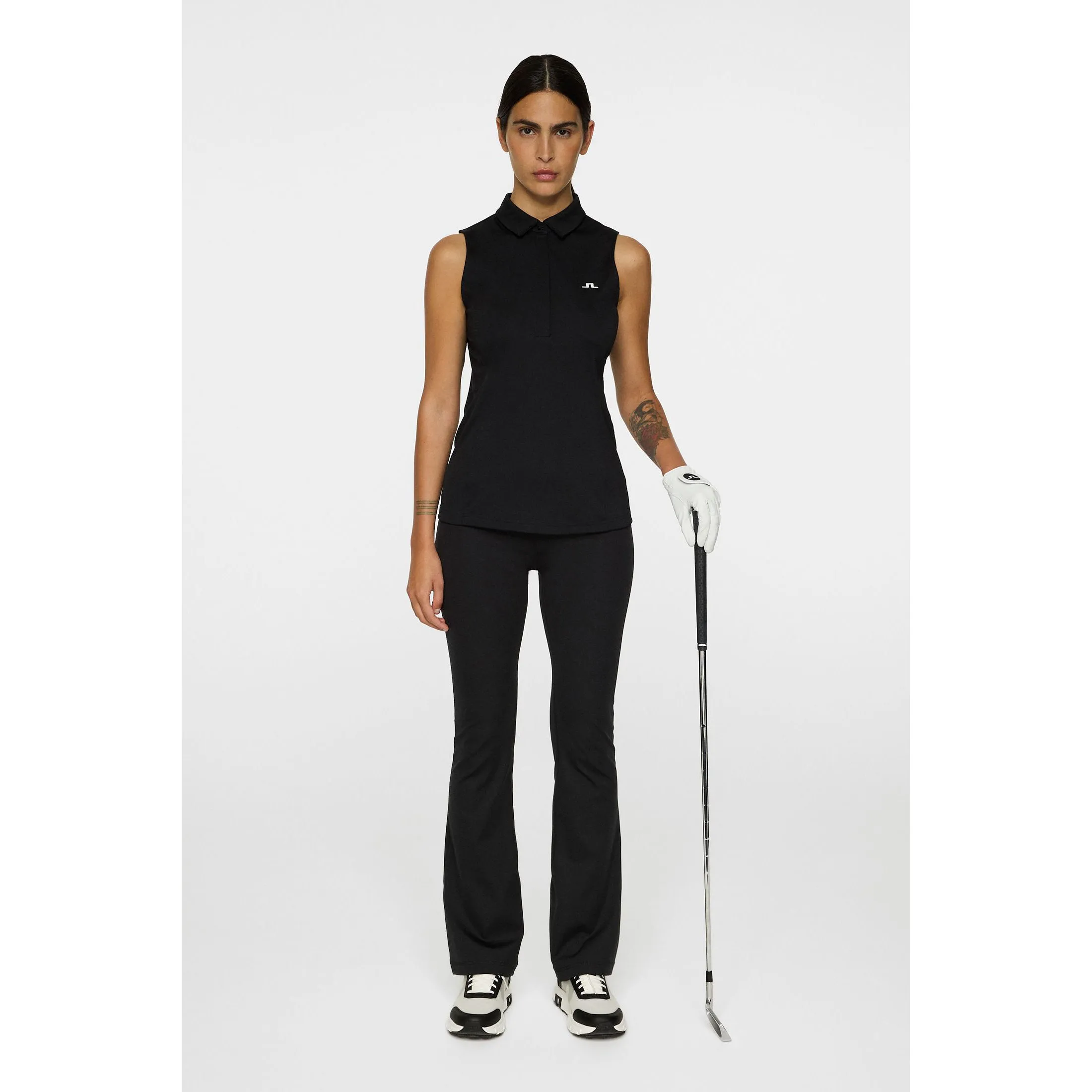 J.Lindeberg Women'S Dena Sleeveless Golf Polo Shirt - Black Empower Your Journey