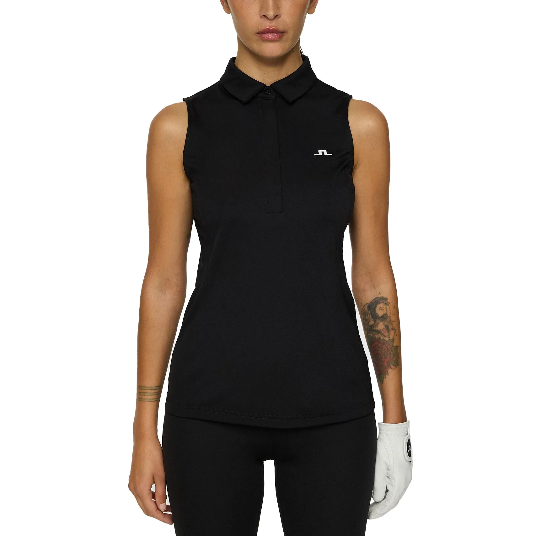 Walk Loud J.Lindeberg Women'S Dena Sleeveless Golf Polo Shirt - Black
