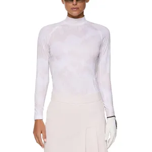 Move Like You Mean It Unleash Your Power J.Lindeberg Women'S Ella Print Compression Golf Shirt - Warp Grey Lilac