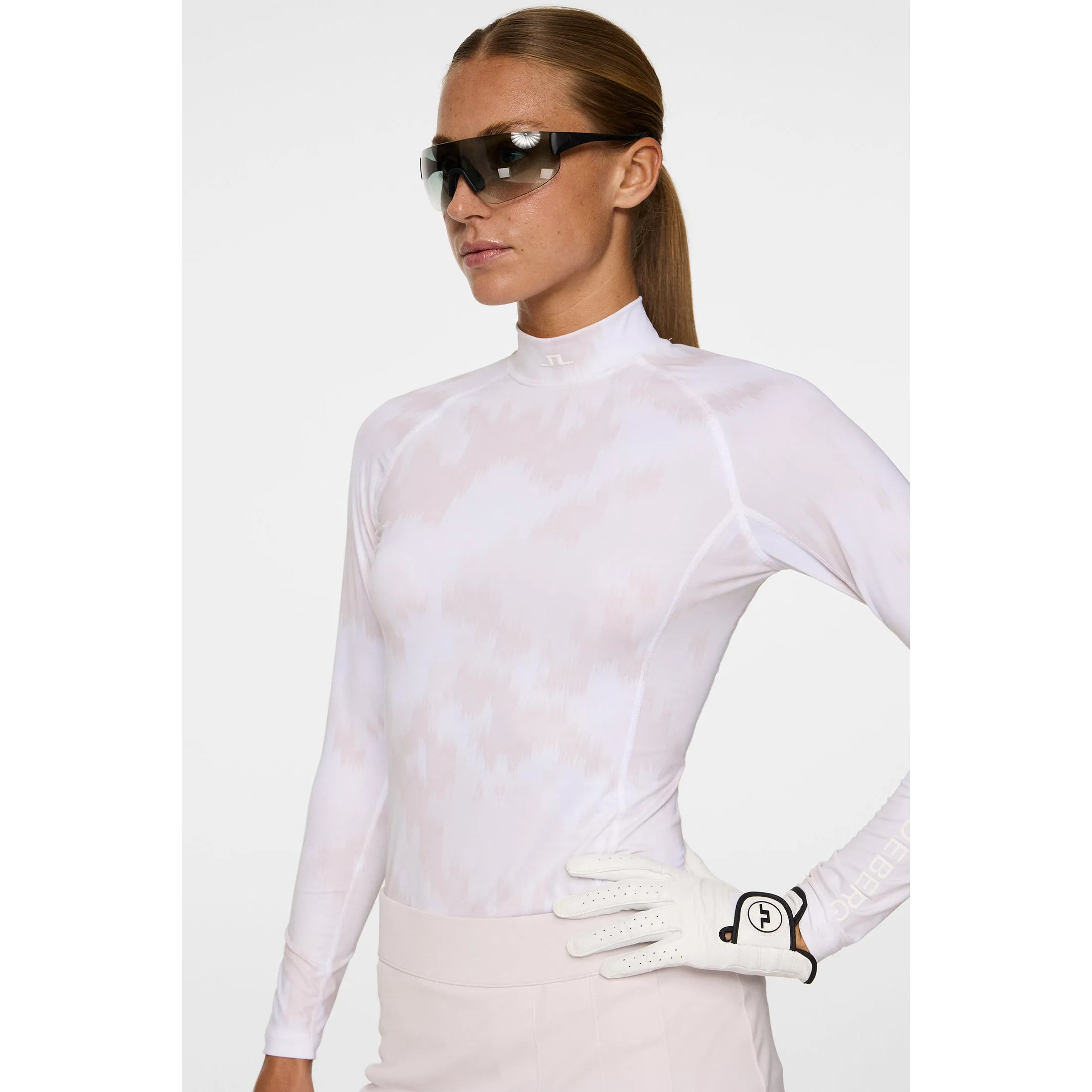 Black Friday Offer J.Lindeberg Women'S Ella Print Compression Golf Shirt - Warp Grey Lilac