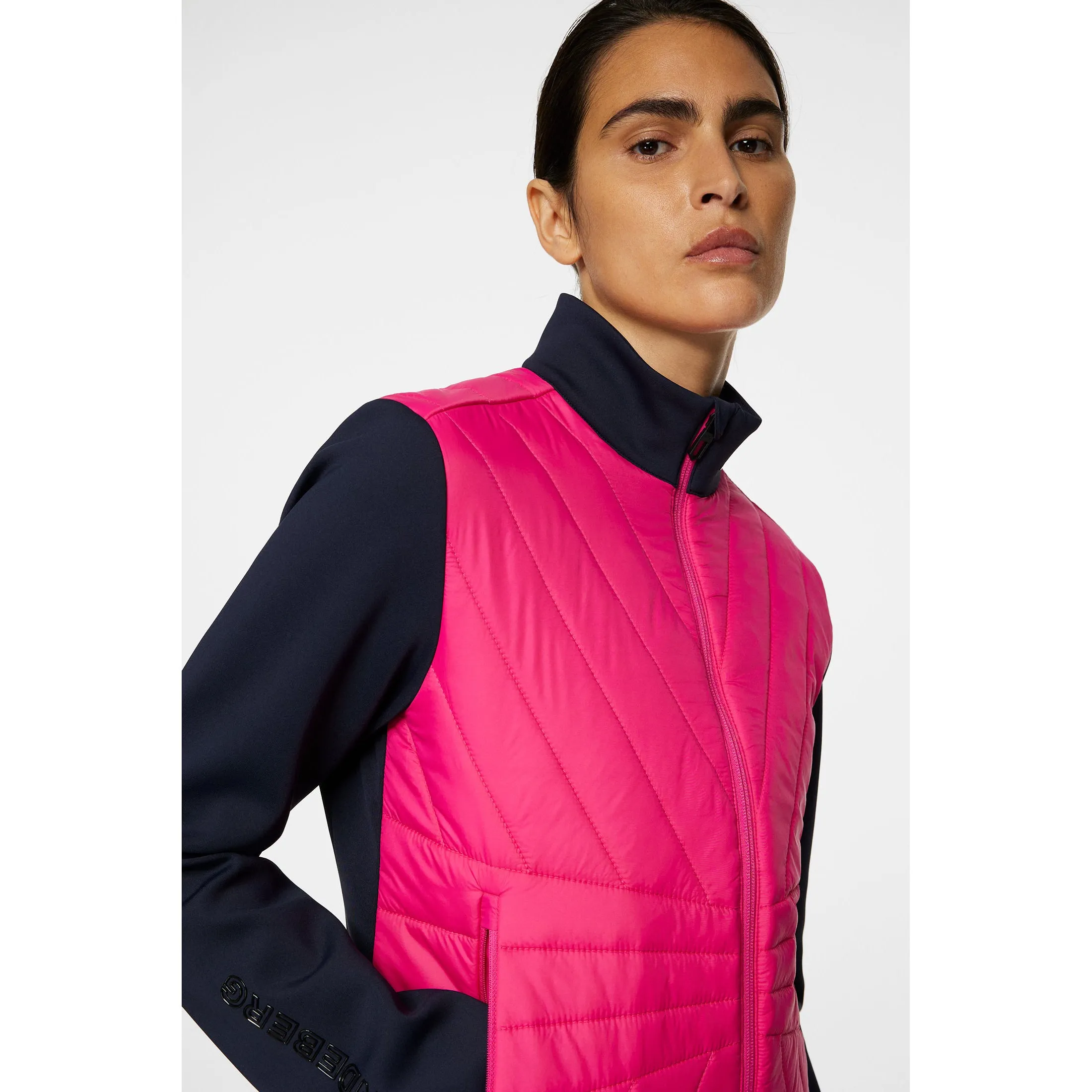 Break Boundaries J.Lindeberg Women'S Holma Quilt Hybrid Golf Jacket - Pink Peacock