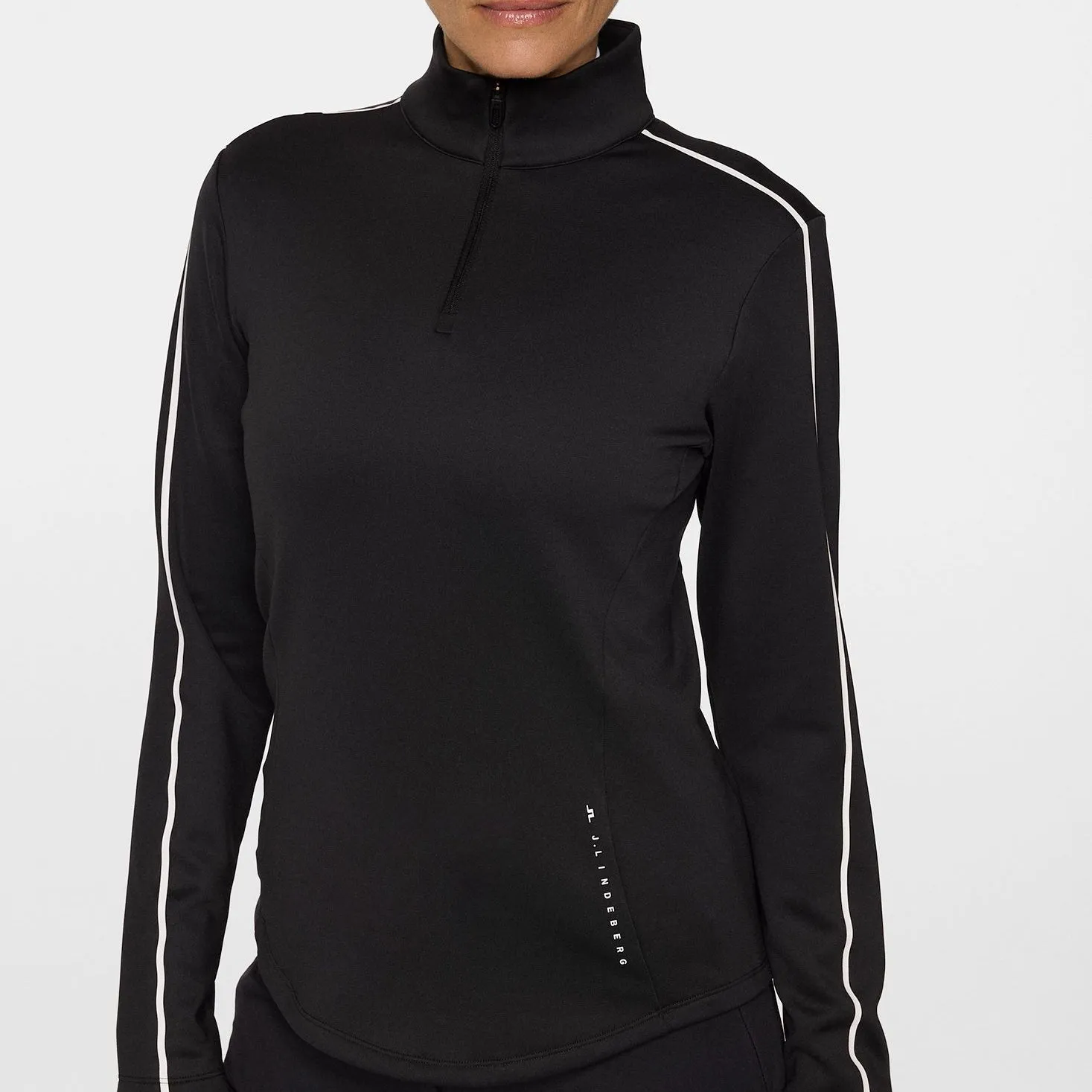 J.Lindeberg Women'S Nefe Quarter Zip Golf Mid Layer - Black Lead with Style