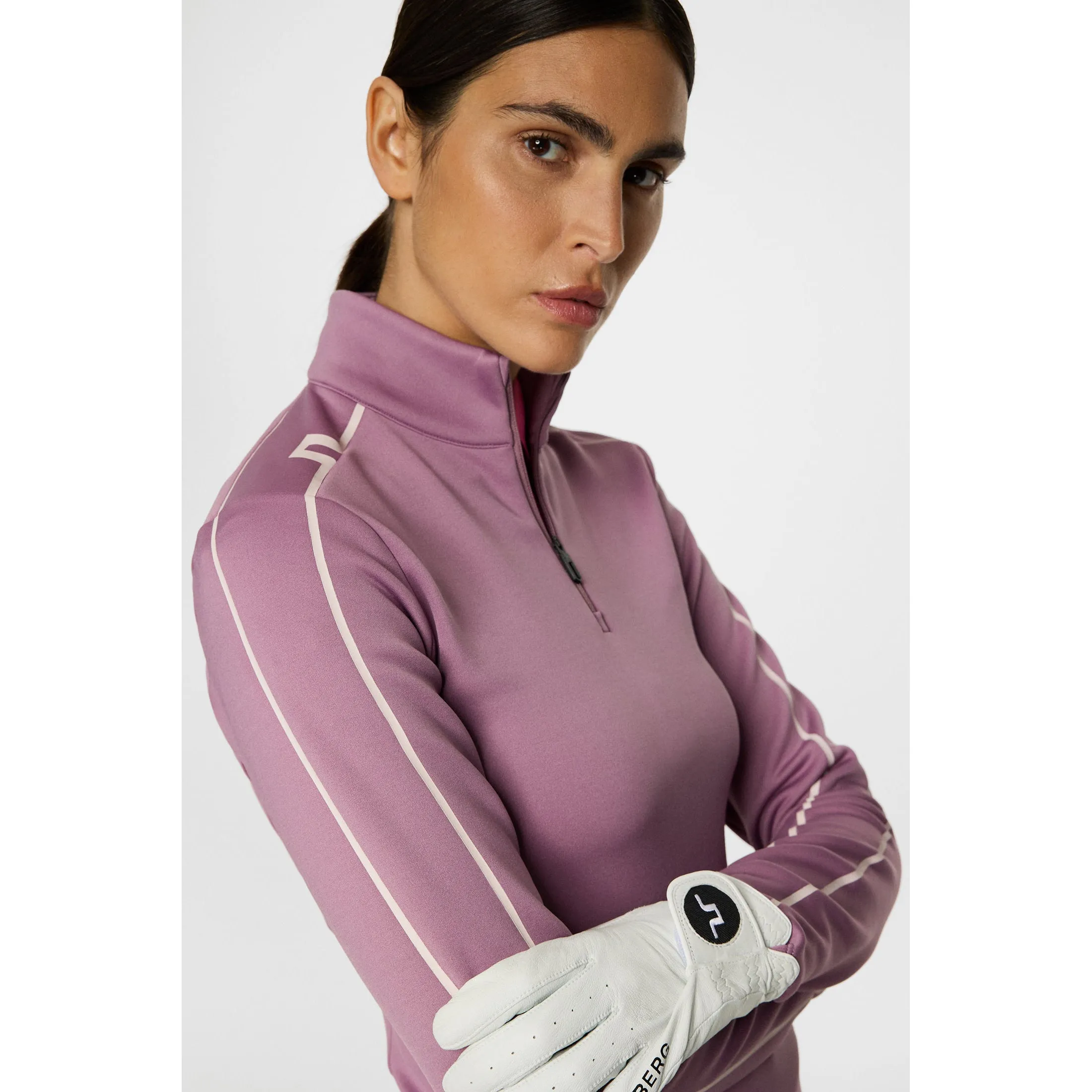 Affordable Push Beyond Limits J.Lindeberg Women'S Nefe Quarter Zip Golf Mid Layer - Very Grape