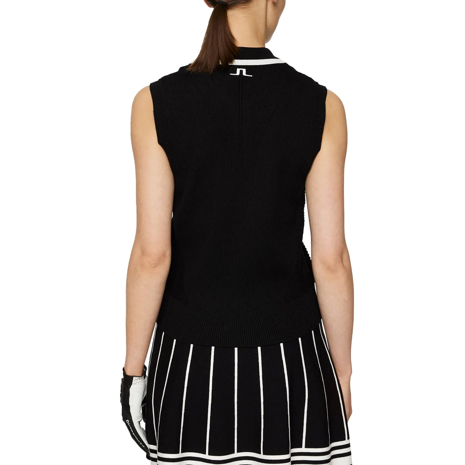 J.Lindeberg Women'S Ramona Sleeveless Knitted Golf Polo Shirt - Black Father's Day Sale Labor Day Sale