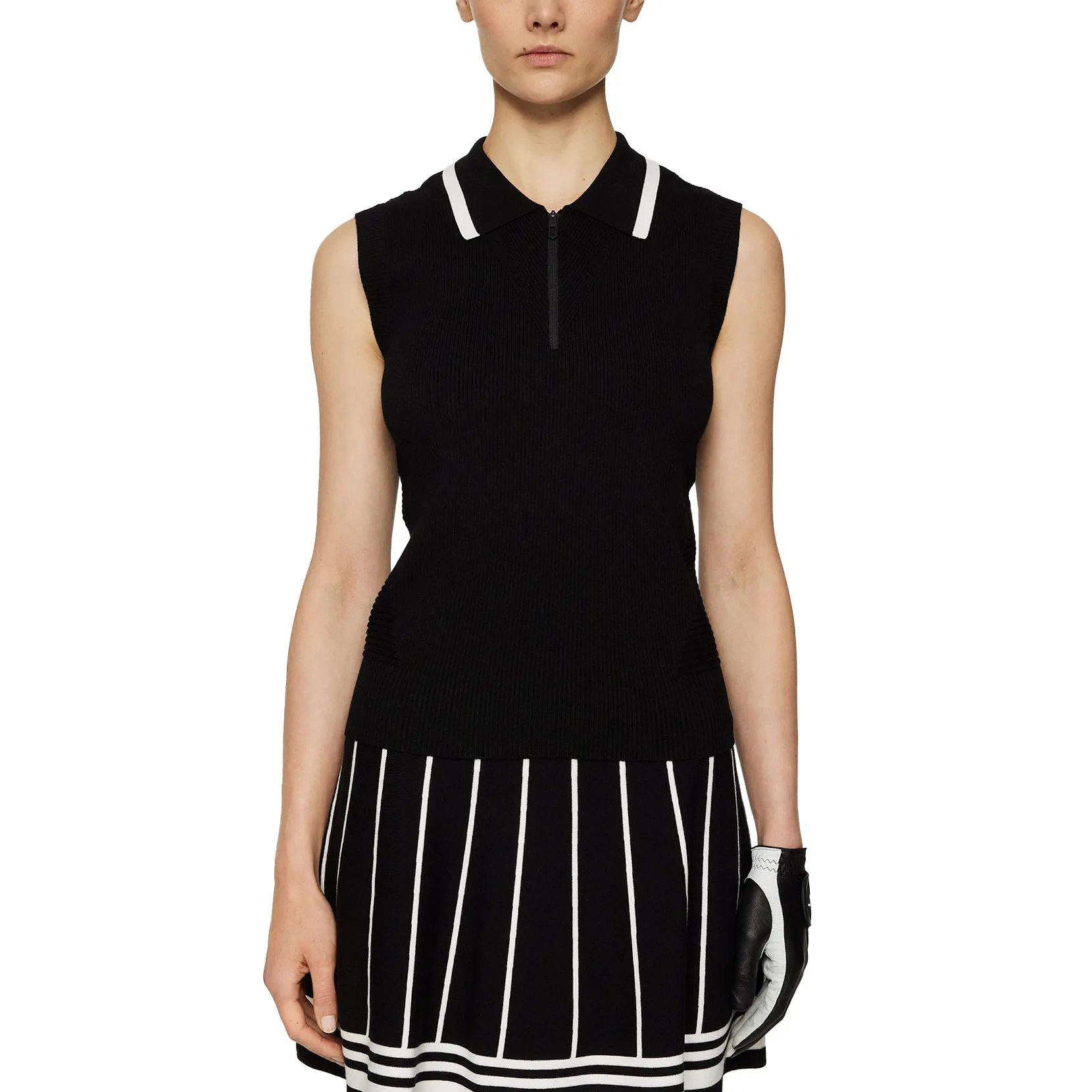 Rise Every Time Special Offer J.Lindeberg Women'S Ramona Sleeveless Knitted Golf Polo Shirt - Black