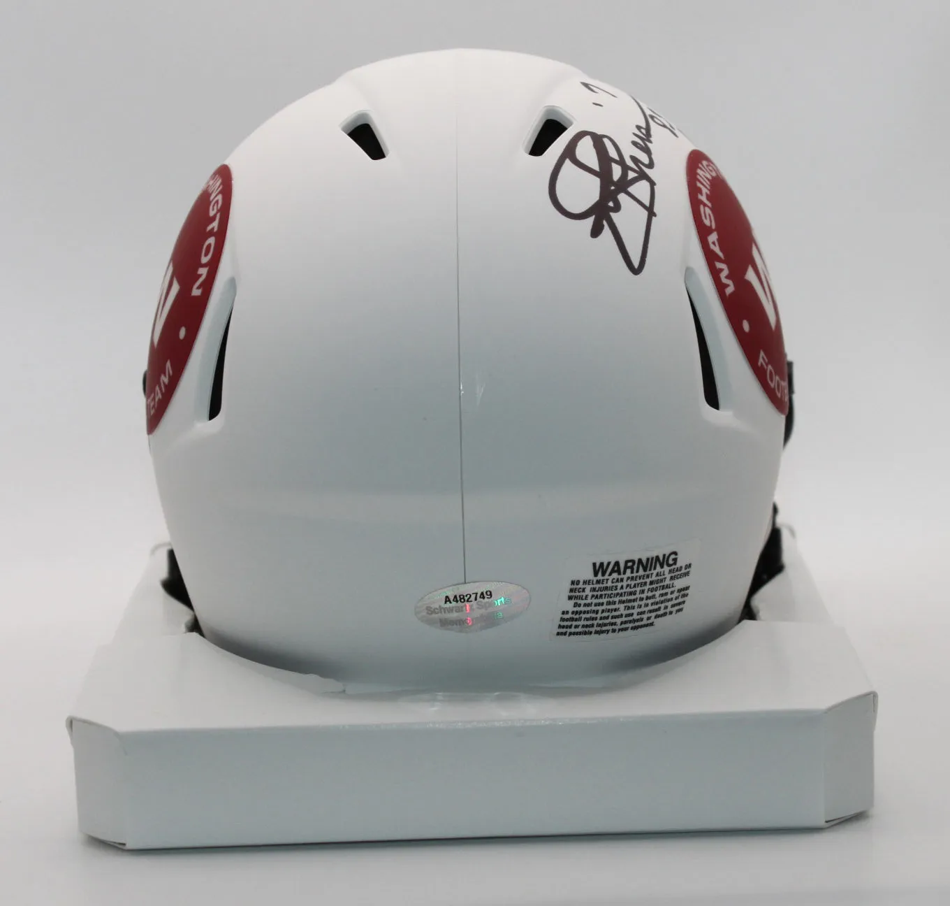 Joe Theismann WFT Signed Lunar Mini Helmet with MVP Inscription