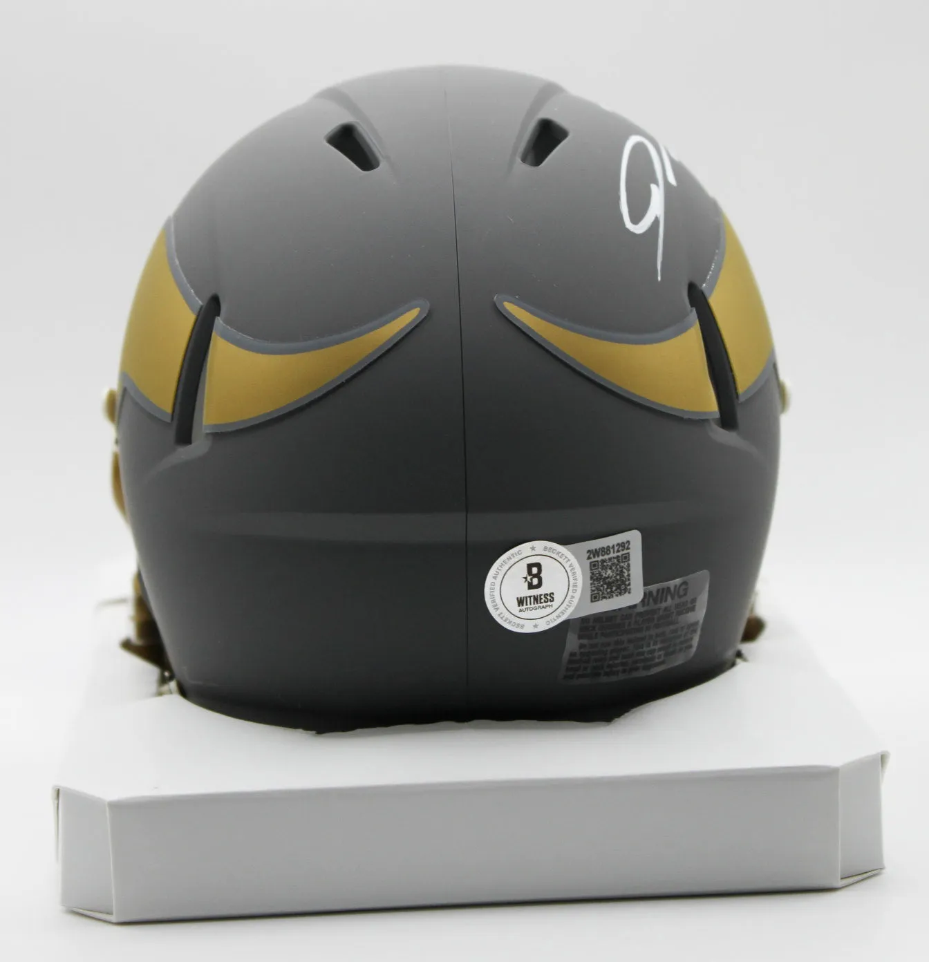 Jordan Addison Minnesota Vikings Slate Signed Mini Helmet