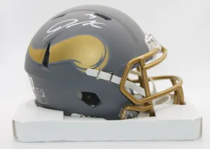 Jordan Addison Minnesota Vikings Slate Signed Mini Helmet