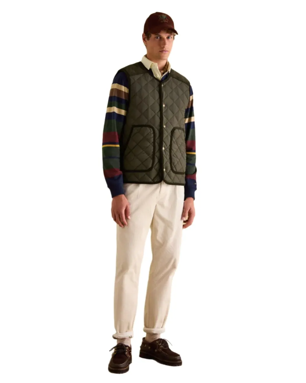 Joules Gibson Quilted Lightweight Gilet Long Sleeve Cotton Shirts
