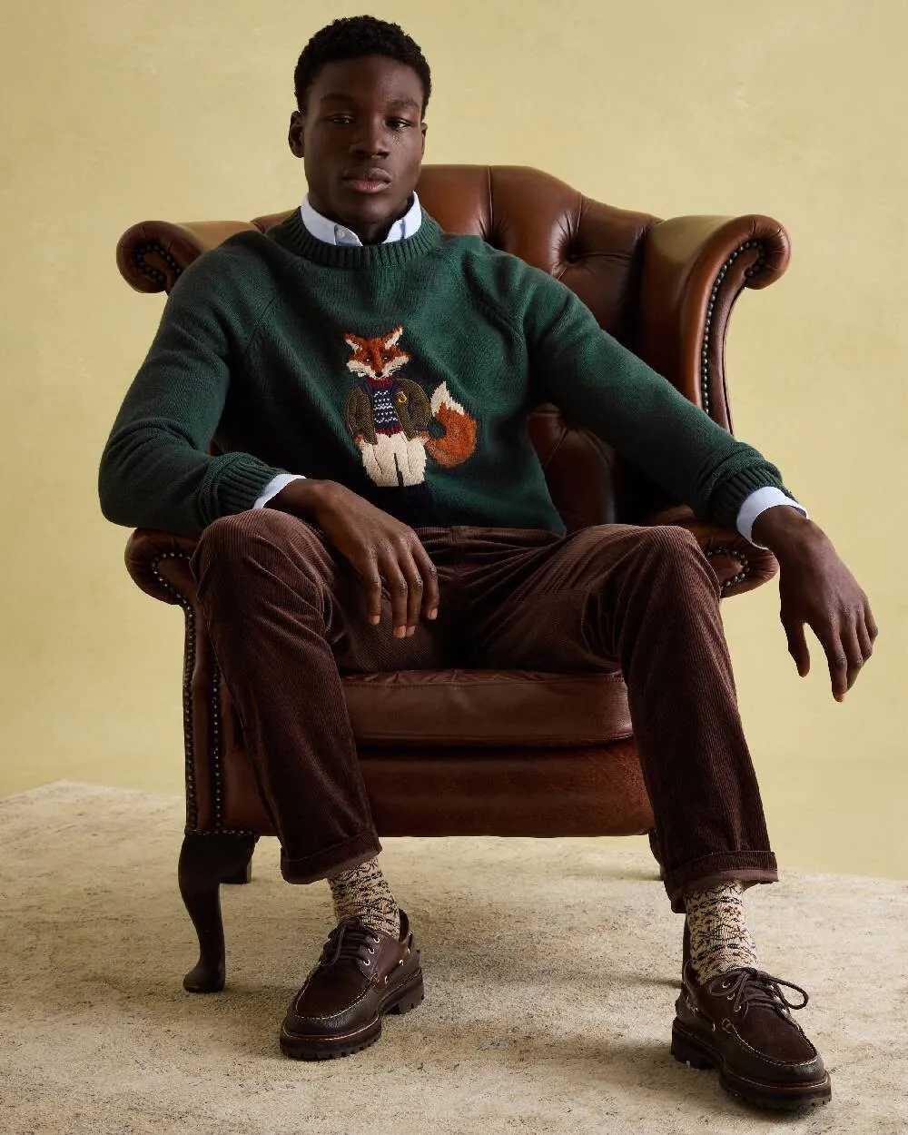 Joules Mens Jonty Intarsia Crew Knit Jumper Crew Neck Wool Sweater