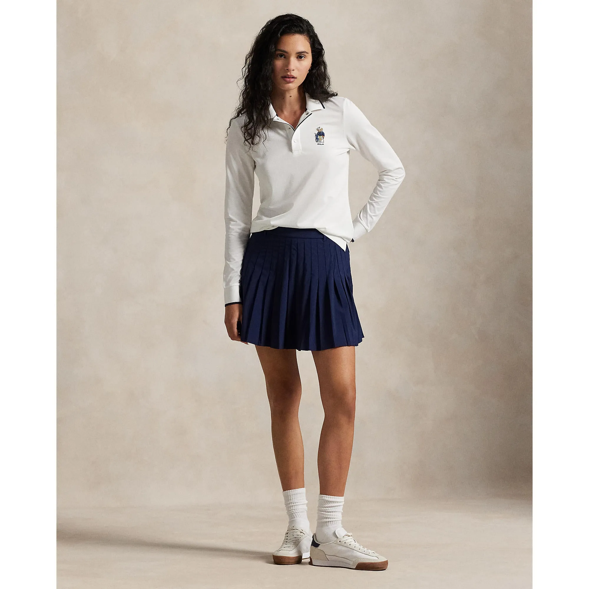 Rlx Ralph Lauren Women'S Tour Pique Bear Long Sleeve Polo - Ceramic White All Saints' Day Sale