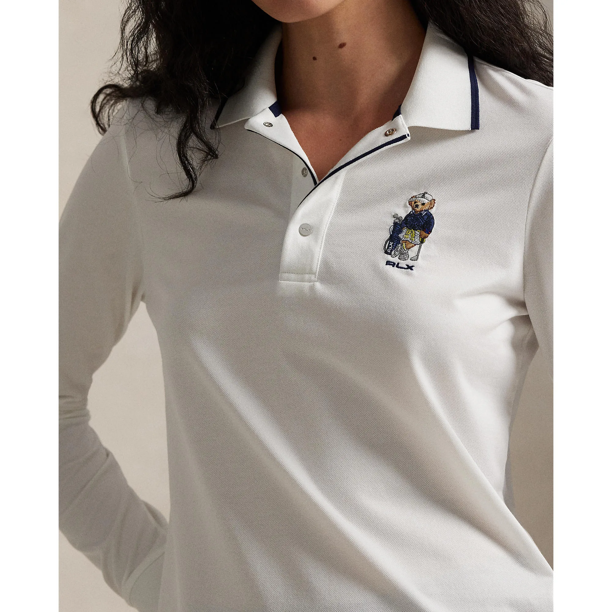 Lead with Style Biggest Sale of the Year Rlx Ralph Lauren Women'S Tour Pique Bear Long Sleeve Polo - Ceramic White