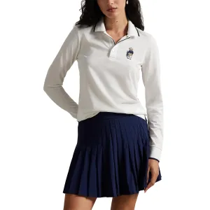 Special Offer Step Into Strength Rlx Ralph Lauren Women'S Tour Pique Bear Long Sleeve Polo - Ceramic White