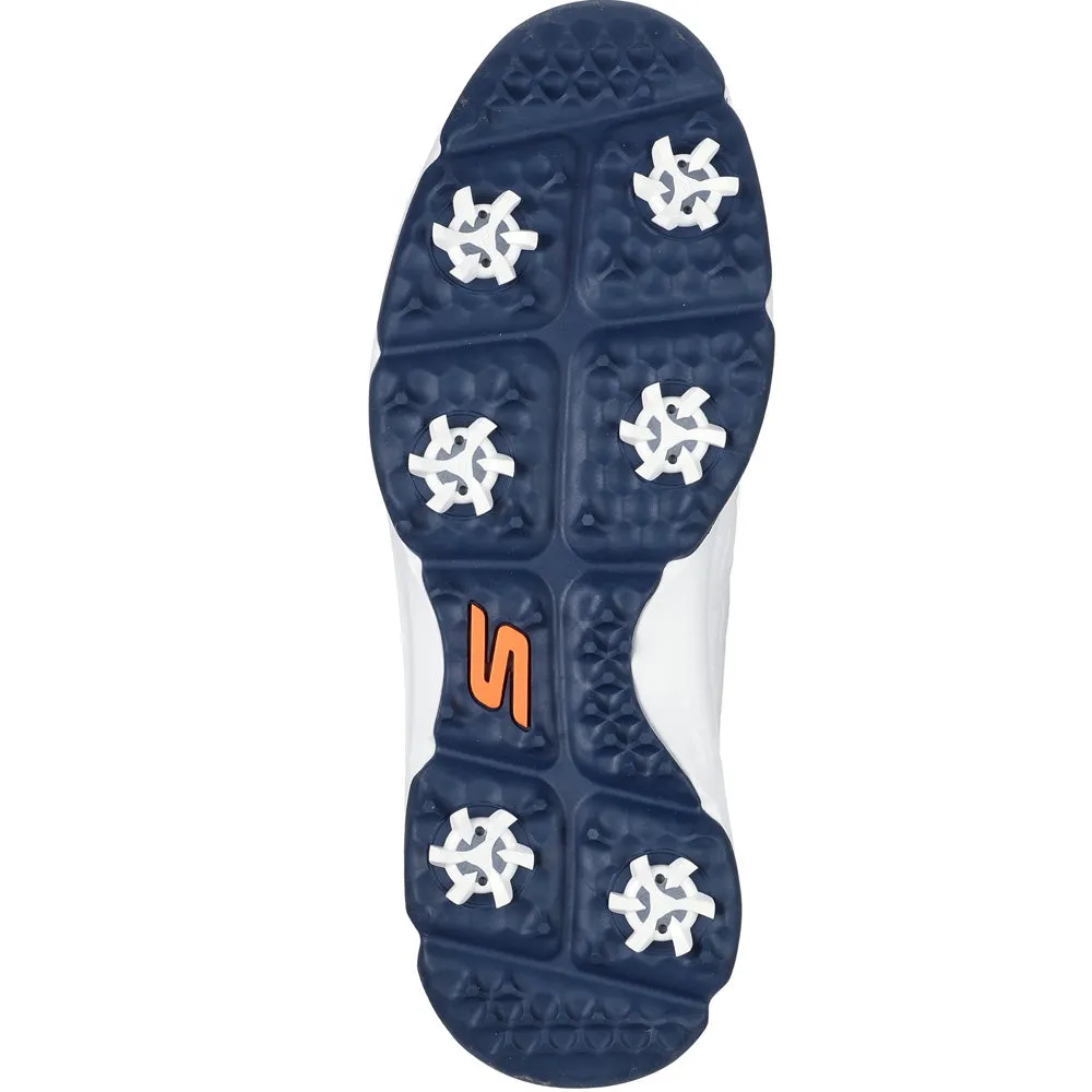Skechers Go Golf Torque 2 Spiked Waterproof Shoes - White/Navy/Orange Walk Loud Game-Changer Footwear