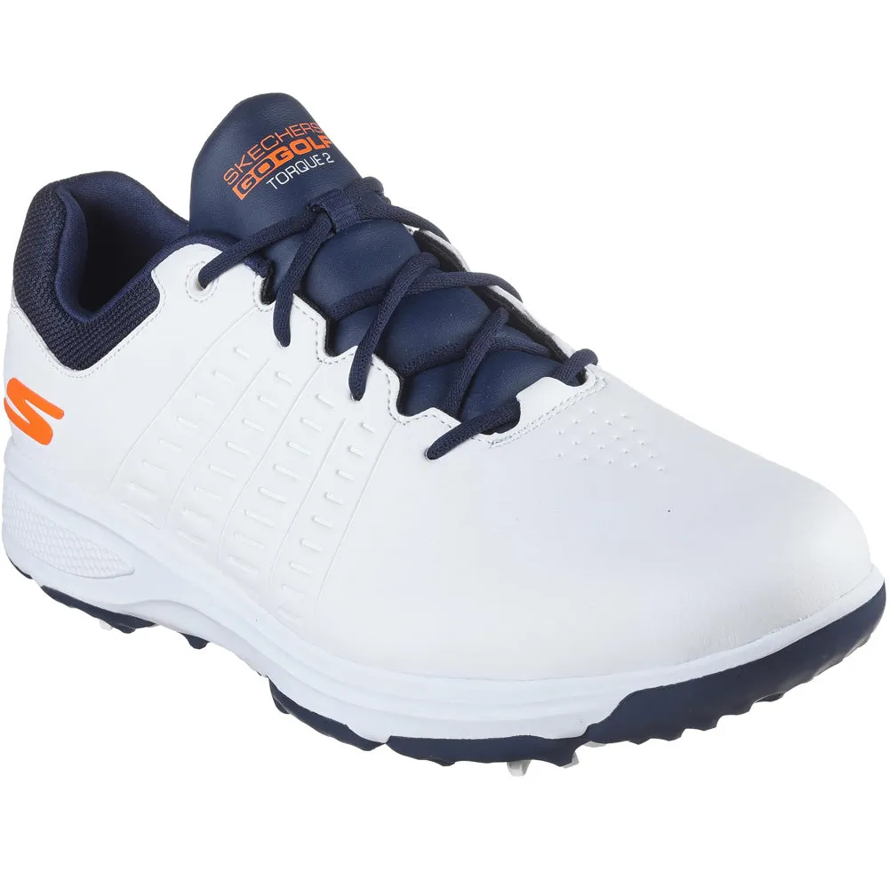 Mother's Day Sale Designed to Dominate Skechers Go Golf Torque 2 Spiked Waterproof Shoes - White/Navy/Orange
