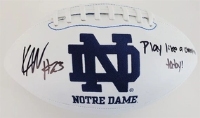 Kyren Williams "Play Like A Champion Today!" Signed Notre Dame Logo Football