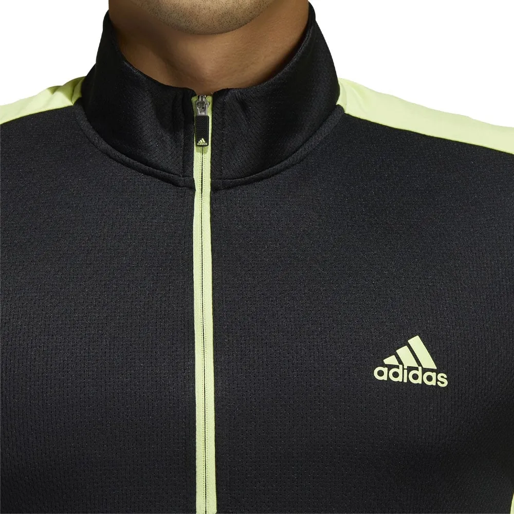 Adidas Colour Block 1/4 Zip Pullover - Black/Pulse Lime Push Beyond Limits President's Day Sale