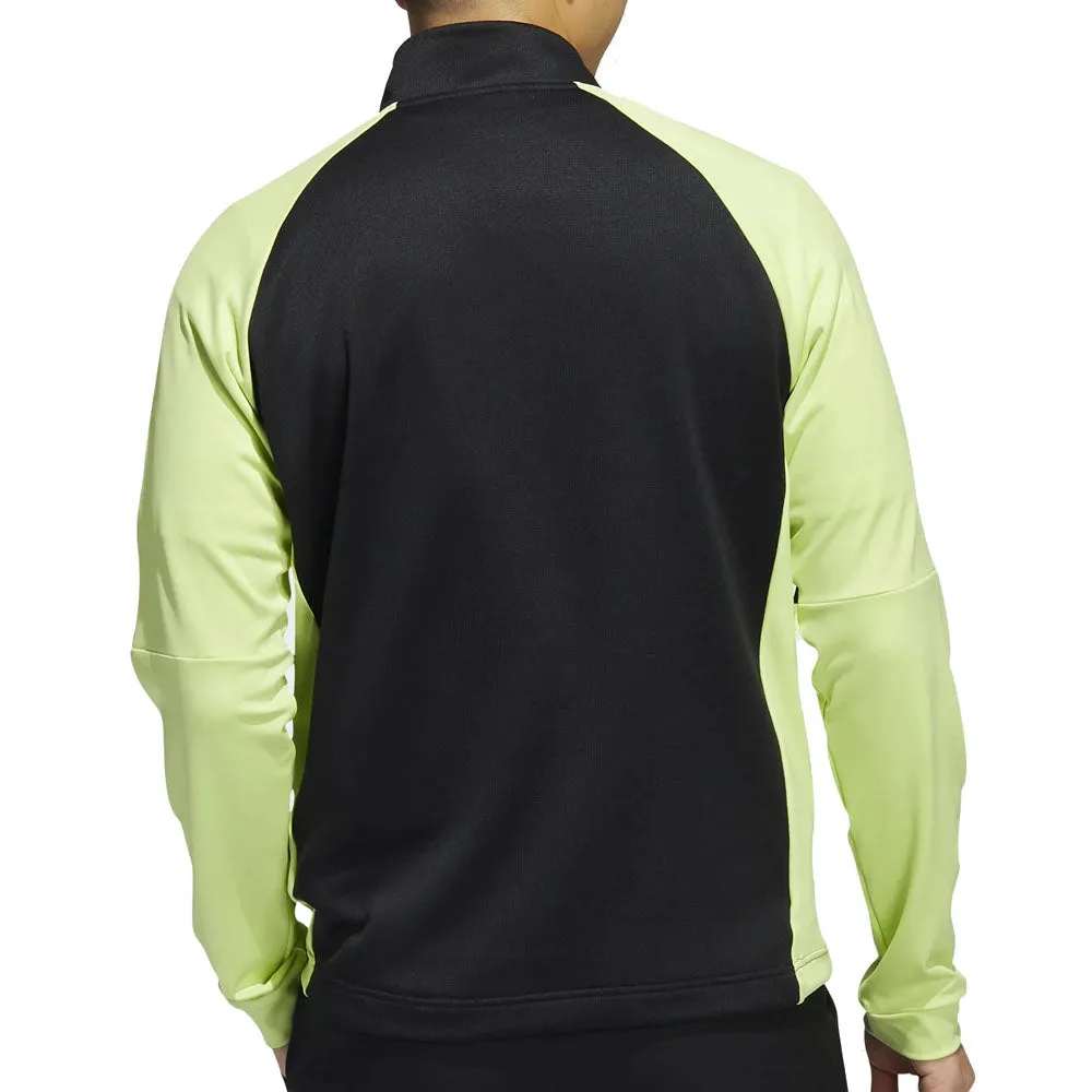 Built to Perform Adidas Colour Block 1/4 Zip Pullover - Black/Pulse Lime