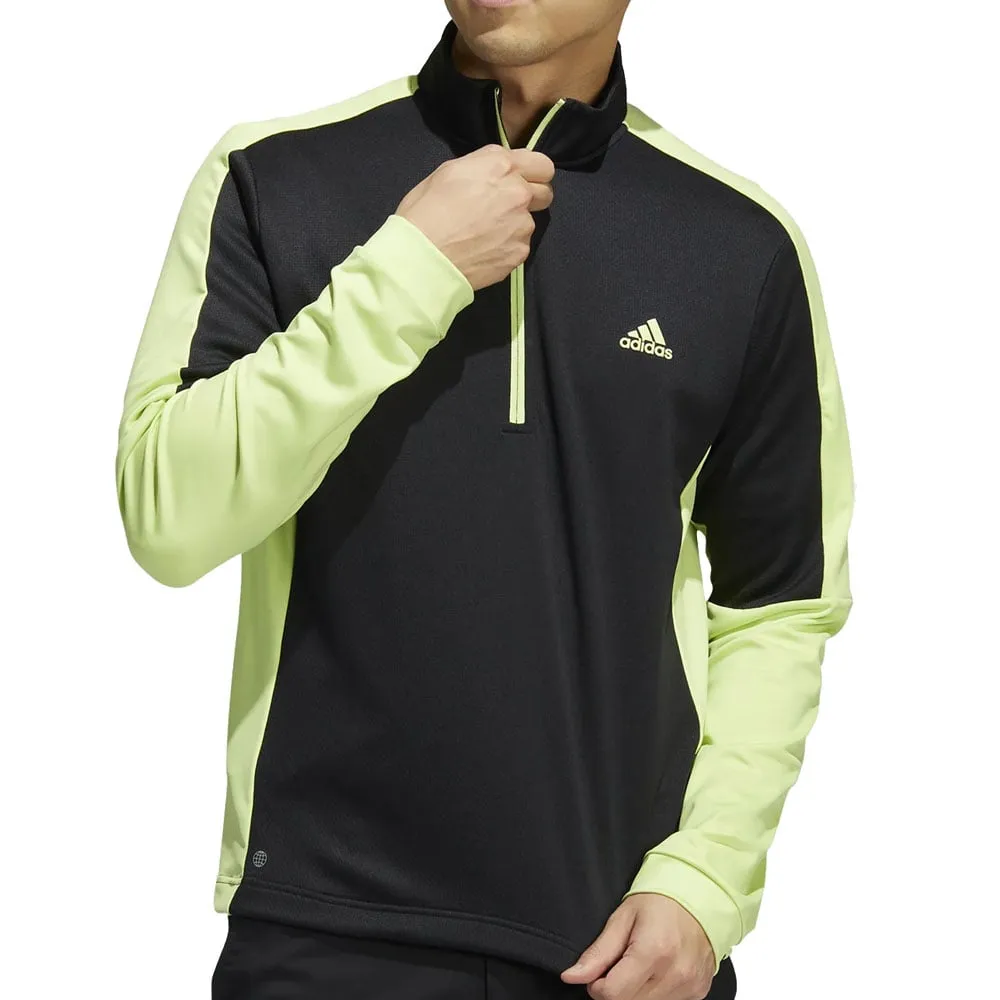 Built to Perform Black Friday Offer Adidas Colour Block 1/4 Zip Pullover - Black/Pulse Lime