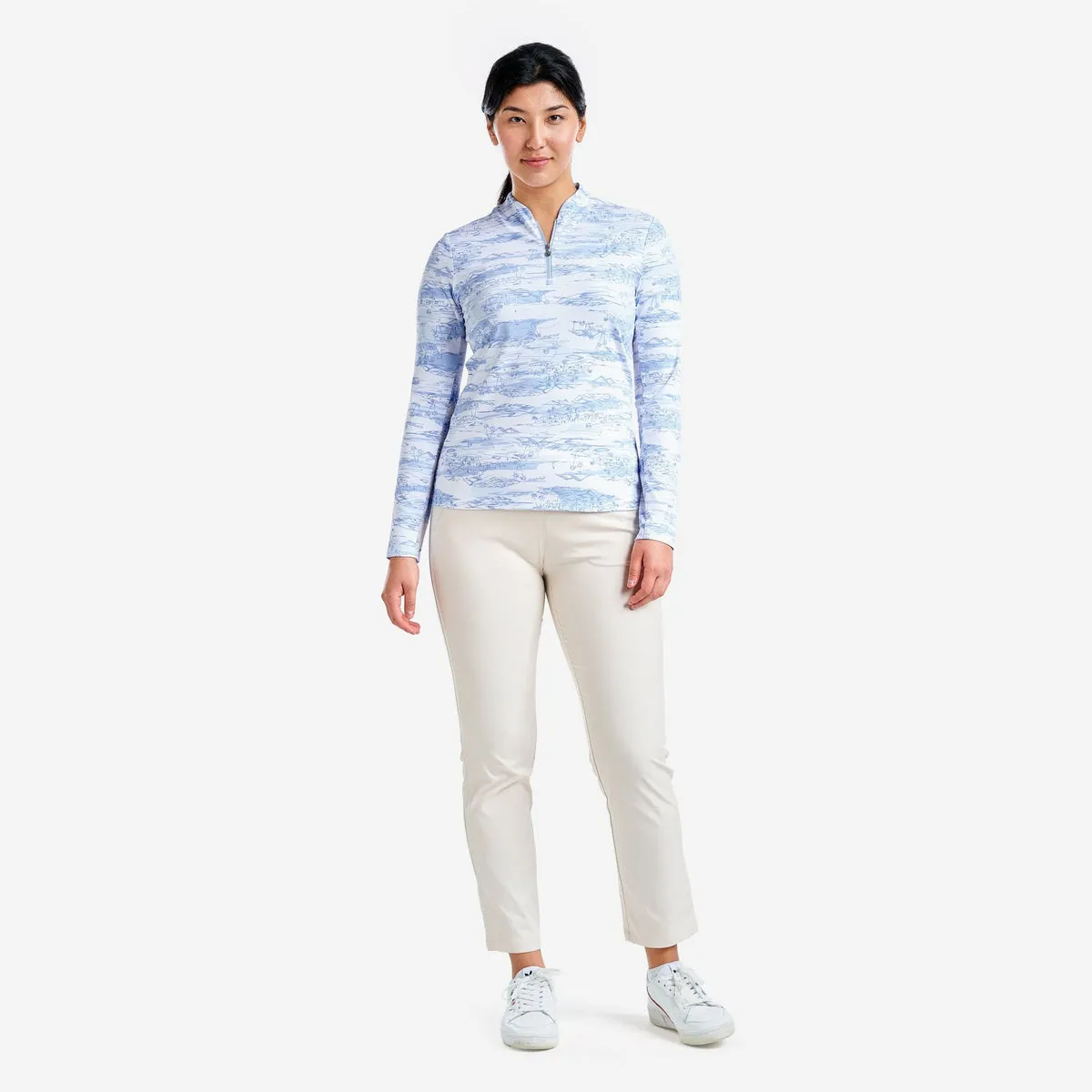 Nivo Women'S Lolita Uv Long Sleeve Mock Neck Golf Shirt - Gentle Blue Move Beyond Ordinary