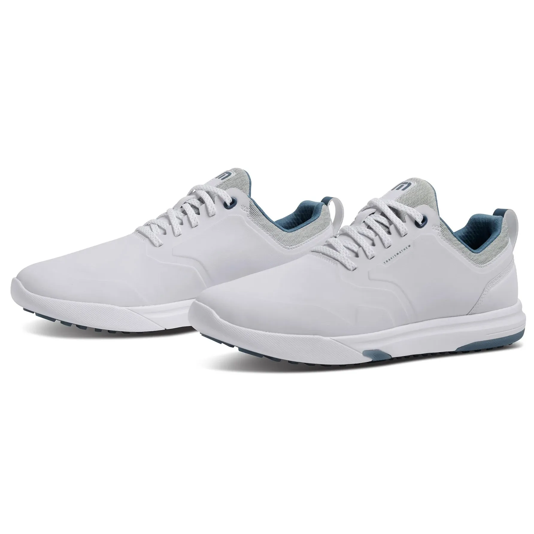 Travis Mathew The Daily Pro Hybrid Plus Spikeless Golf Shoes - White/Blue Christmas Day Sale