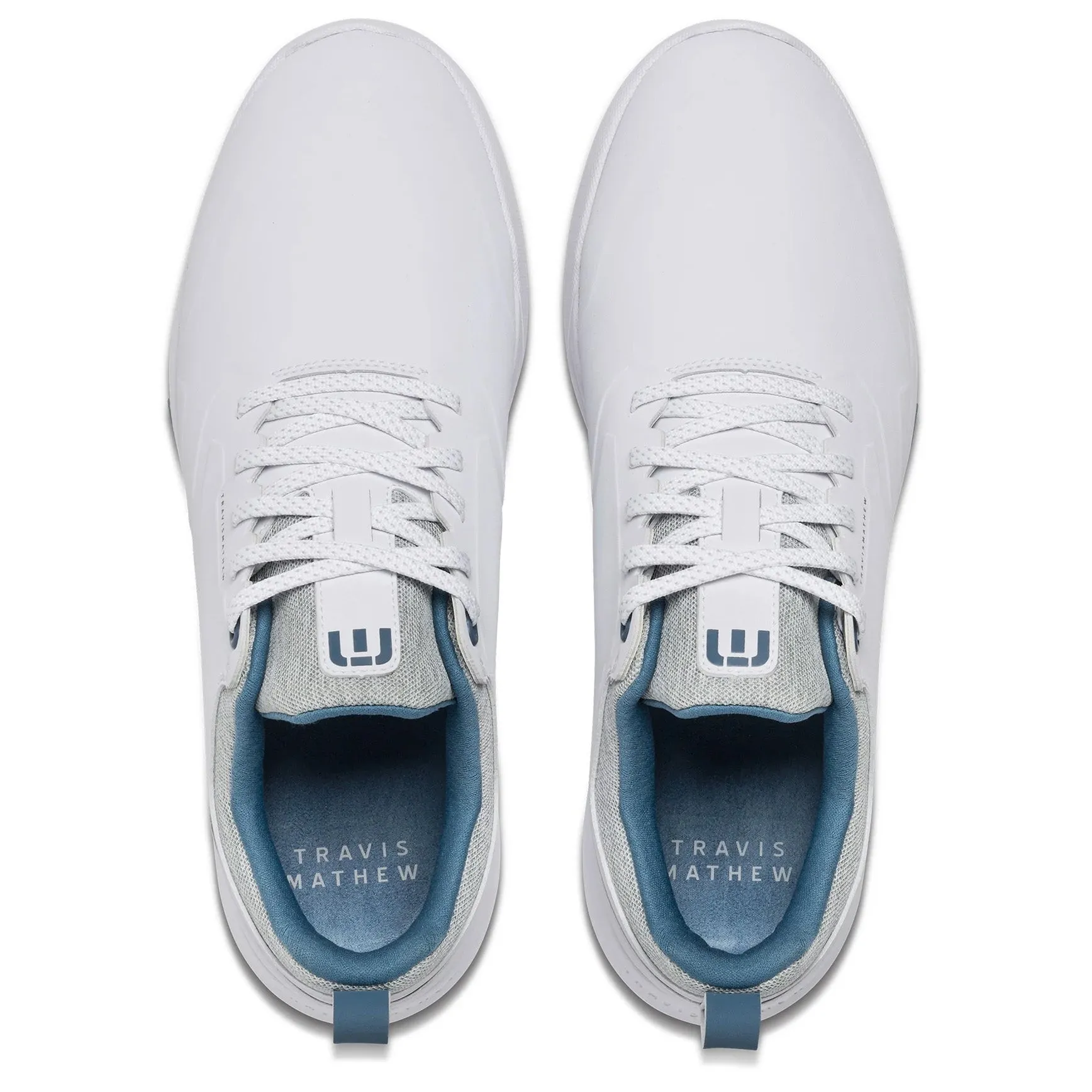 Hit Your Next Level Steal Travis Mathew The Daily Pro Hybrid Plus Spikeless Golf Shoes - White/Blue
