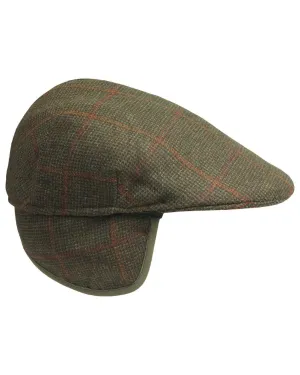 Laksen Hastings Ghillies Tweed Flat Cap with Earwarmers English Country Headwear