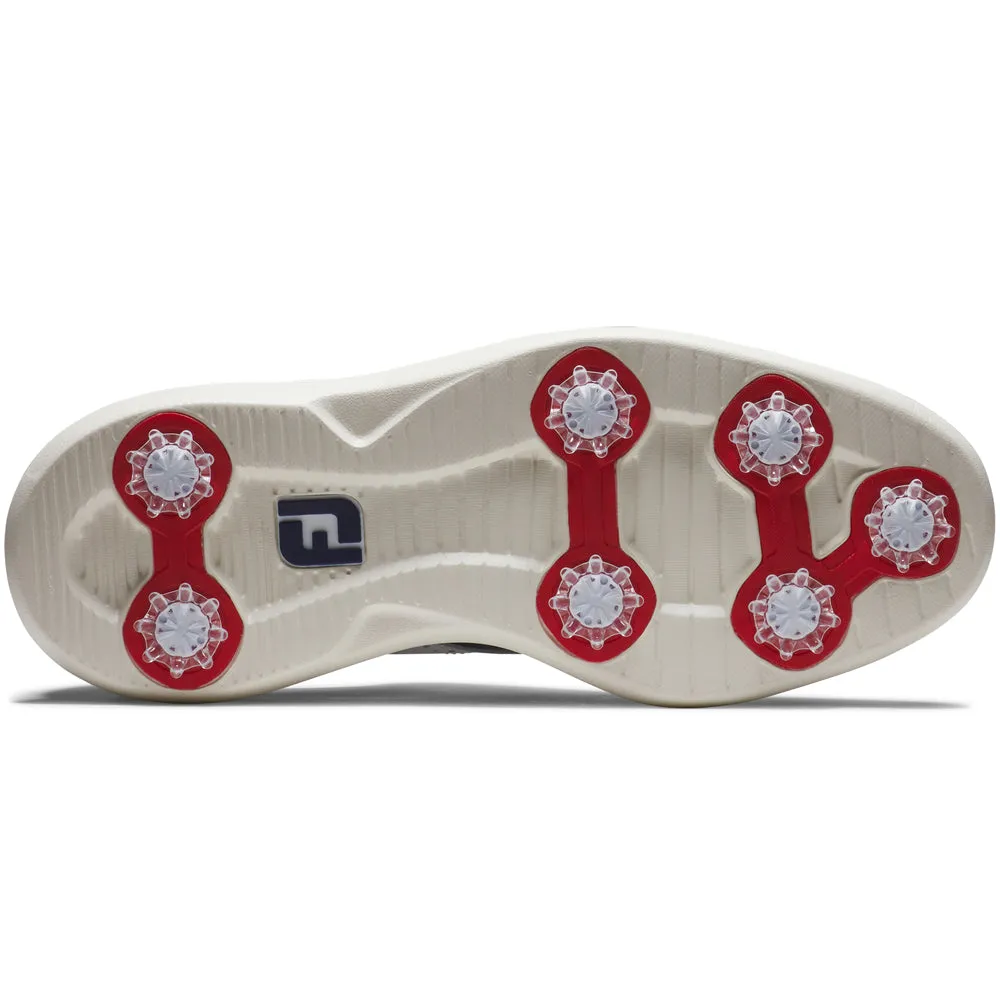 Footjoy Traditions Spiked Shoes - White/Navy/Red Move Beyond Ordinary