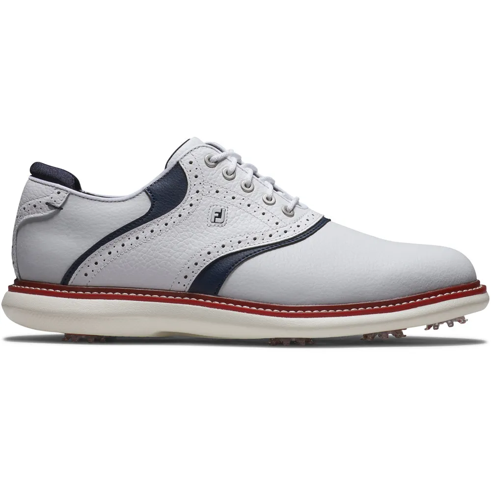 Power Every Step Gear Up and Go Footjoy Traditions Spiked Shoes - White/Navy/Red