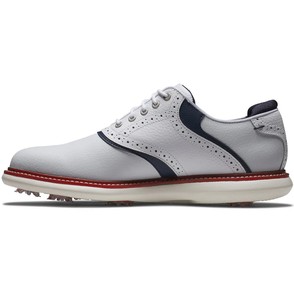 Footjoy Traditions Spiked Shoes - White/Navy/Red Own the Vibe