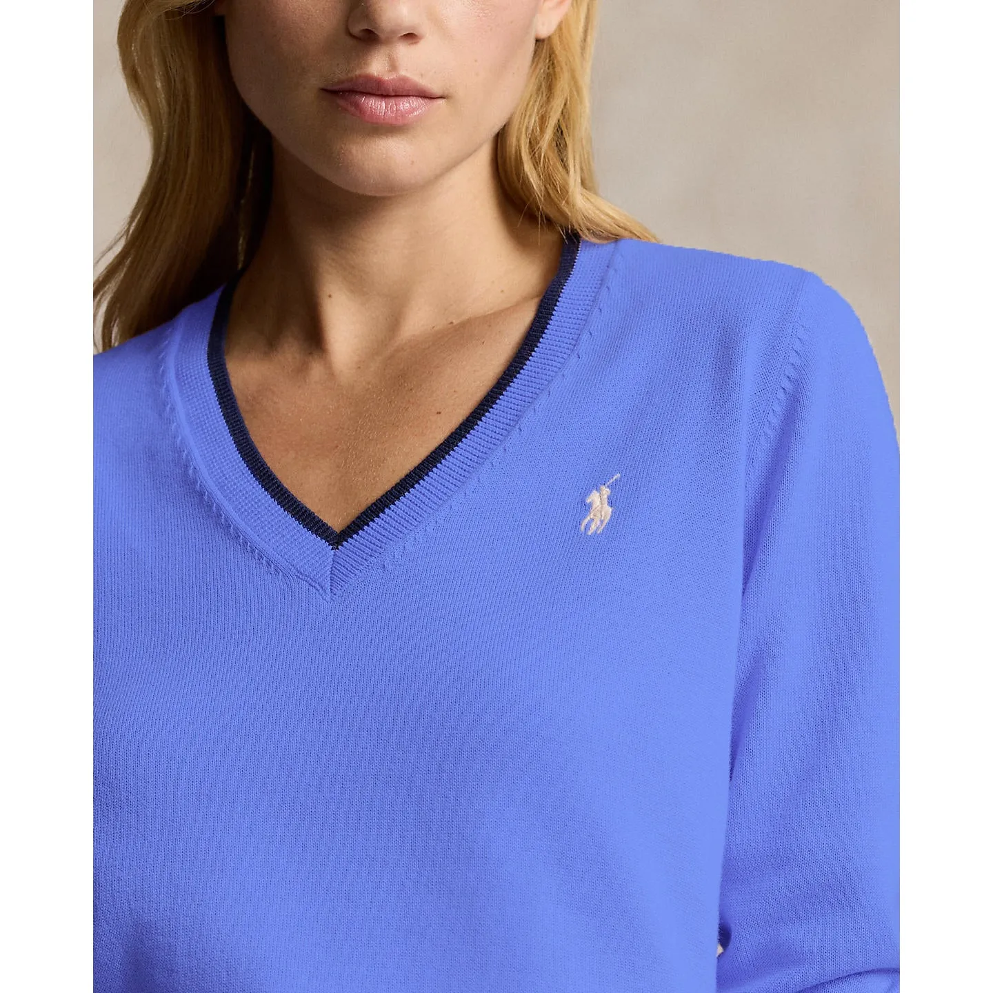 Rlx Ralph Lauren Women'S Cotton Blend V-Neck Golf Jumper - Greenwich Blue Style Meets Power Move Beyond Ordinary