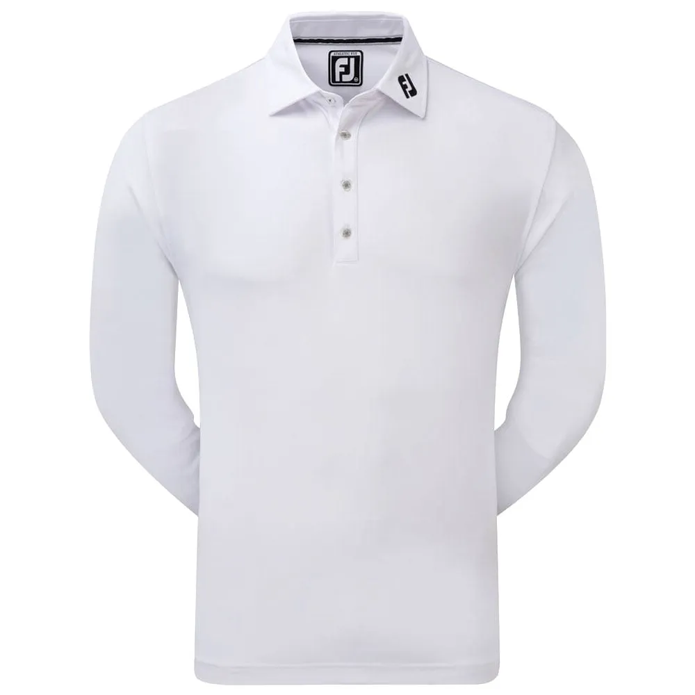 Footjoy Thermolite Long Sleeve Smooth Pique Polo Shirt - White Walk Tall